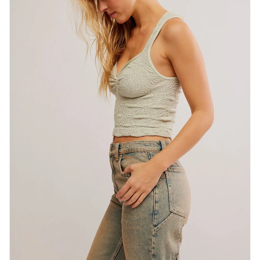 FREE PEOPLE Love Letter Sweetheart Cami / Pale Aqua - Picture 3 of 6